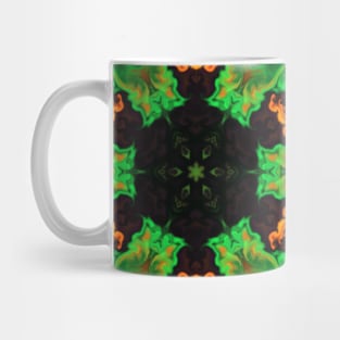 Psychedelic Hippie Flower Green Orange and Yellow Mug